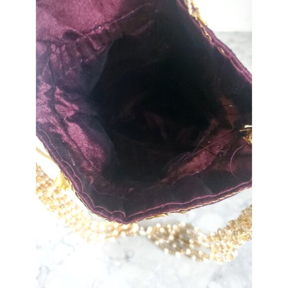 Elegant Embroidered Drawstring Potli Bag With Pearl Handle - Picture 9 of 11